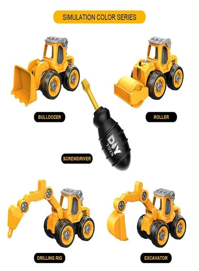 VARIYA ENTERPRISE Unbreakable Construction Vehicles for Kids Pretend Play Toy Trucks Bulldozer Play Set Building Vehicles Set for Kids 3-14 Years Excavator Pack of 4 (DIY 4Set) - Image 3
